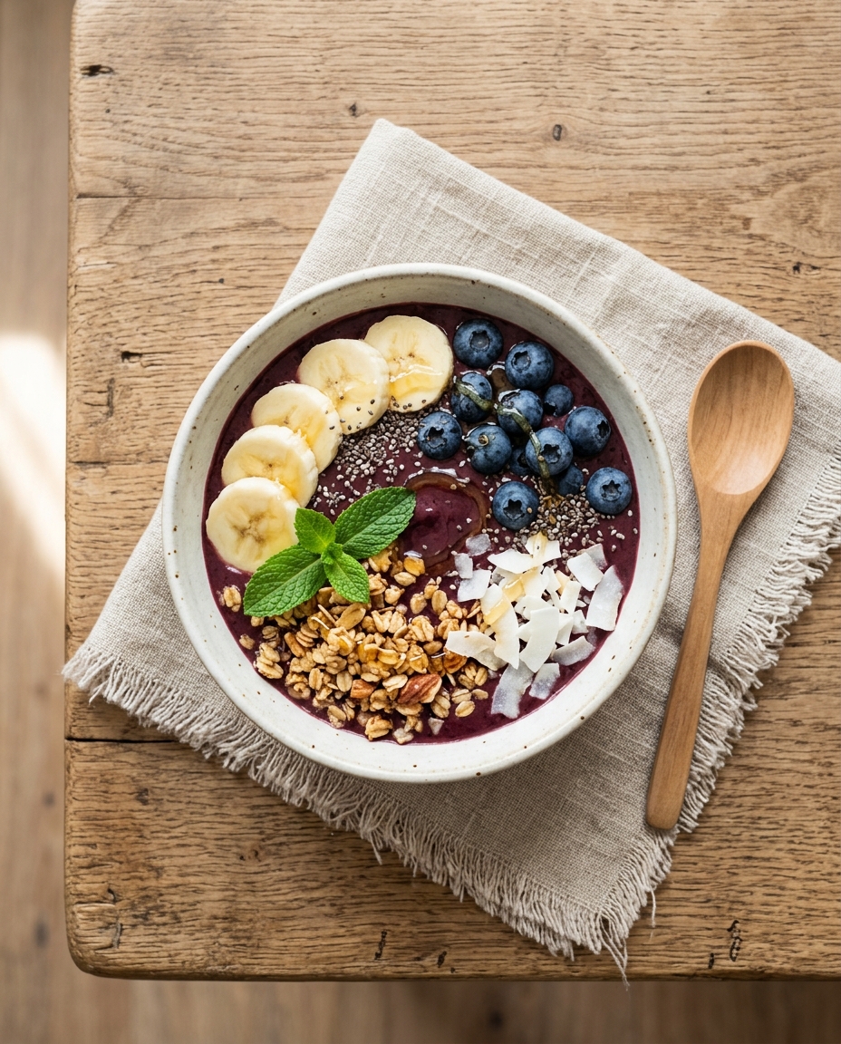 Beautifully arranged smoothie bowl